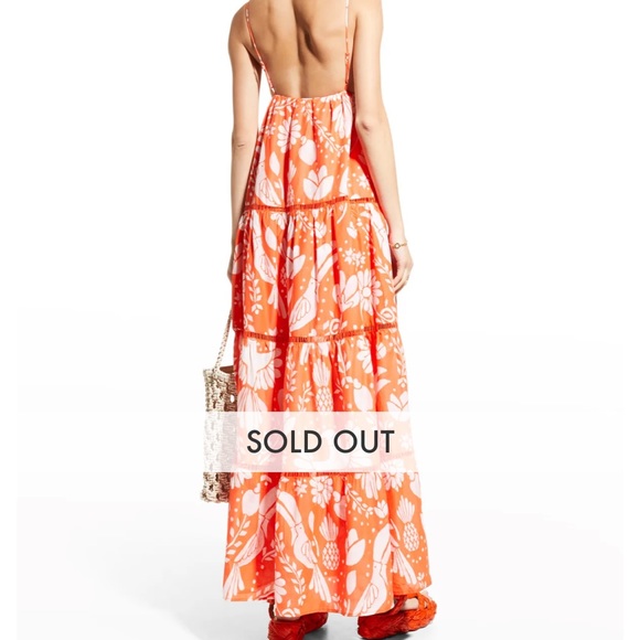 NWT**Farm Rio Jungle Orange Floral Maxi - Picture 4 of 8